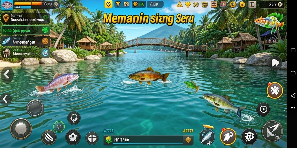 Gameplay menarik A7777 saat menangkap ikan di danau.