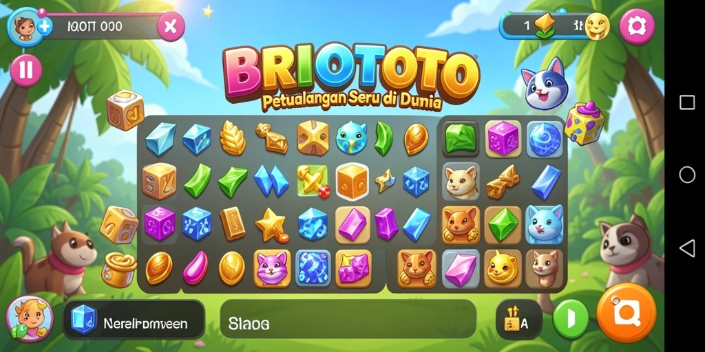 Tampilan gameplay seru BRIOTOTO dengan elemen Match-3.