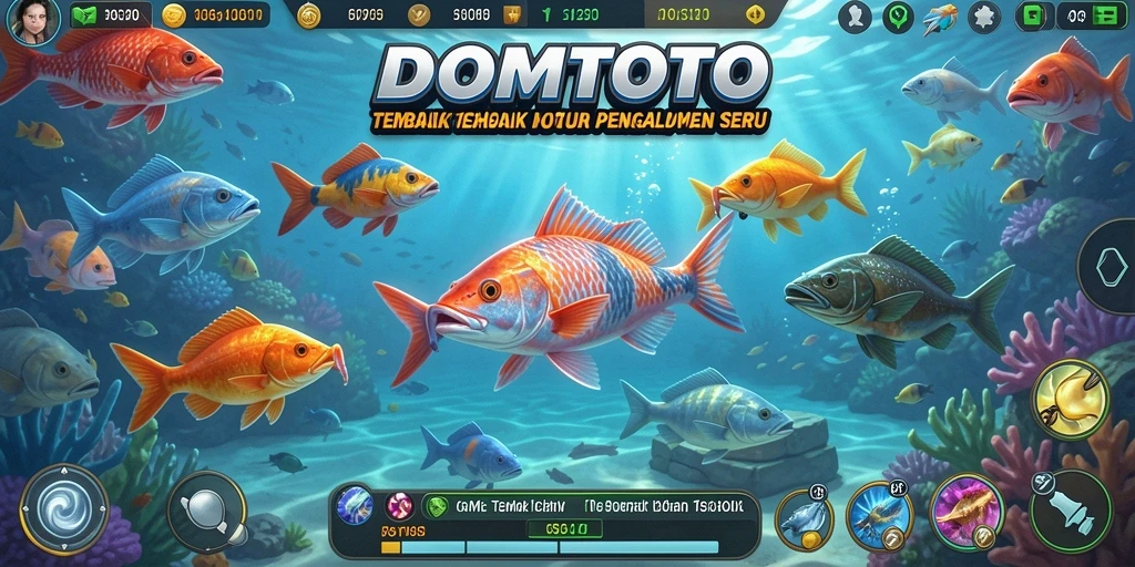 Tampilan gameplay seru di DOMTOTO saat menembak ikan.