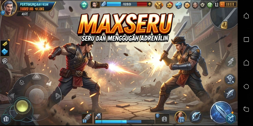 Gameplay seru di MAXSERU dengan aksi pertarungan yang mendebarkan.