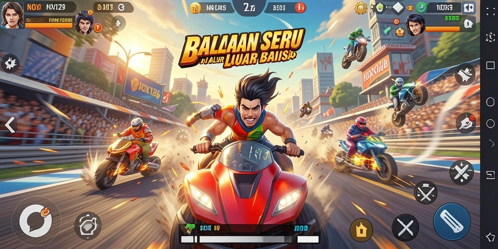 Gameplay balapan mendebarkan dengan mobil cepat dan trek menantang.